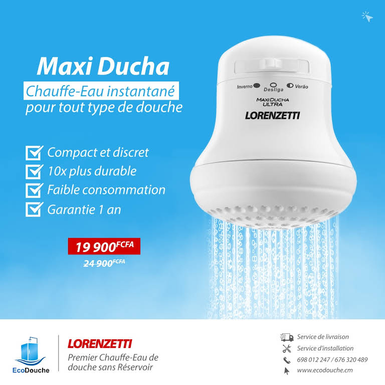 Maxi ducha - Chauffe-eau électrique instantané pour douche de la marque  brésilienne LORENZETTI * Prix économique et design moderne * dispose de 3  niveaux de températures qui garantissent un chauffage d'eau dans