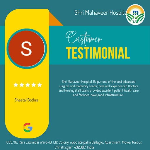 Sheetal Bothra's exceptional experience at Shri Mahaveer Hospital in Raipur! She praises our top-… post image