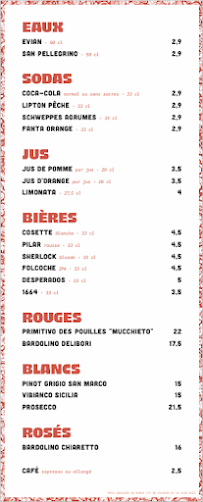 Menu Au Four & Au Moulin pizzeria Page 2