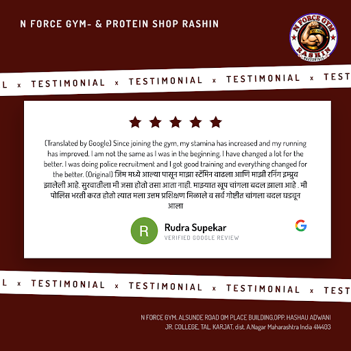 Rudra Supekar's fitness journey reached new heights at N FORCE GYM- & Protein Shop RASHIN! He lov… post image