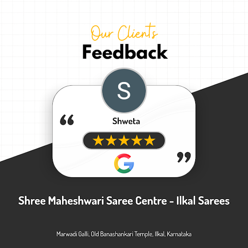 Shweta, a delighted customer, shares her 5-star experience at Shree Maheshwari Saree Centre - Ilk… post image
