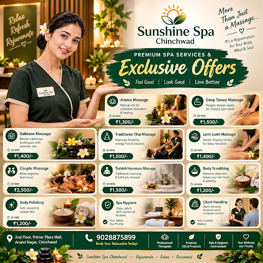 Relax & Rejuvenate at Sunshine Spa, Chinchwad! Premium body massage and spa therapies starting at… post image