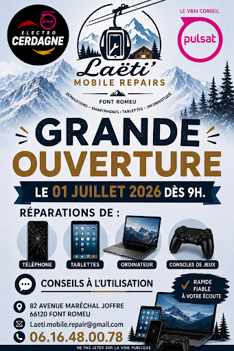 1er juillet 2026 : Ouverture boutique multimédia + réparation tous appareils !
Smartphone, tablette, PC, console… On les remets en état !