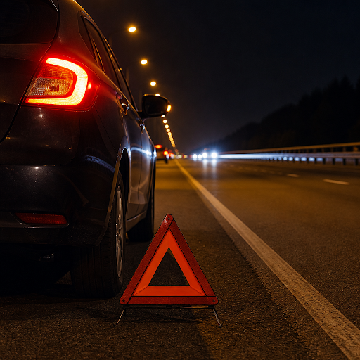Stuck with a car breakdown on the highway at night? Stay calm, move your vehicle safely to the si… post image