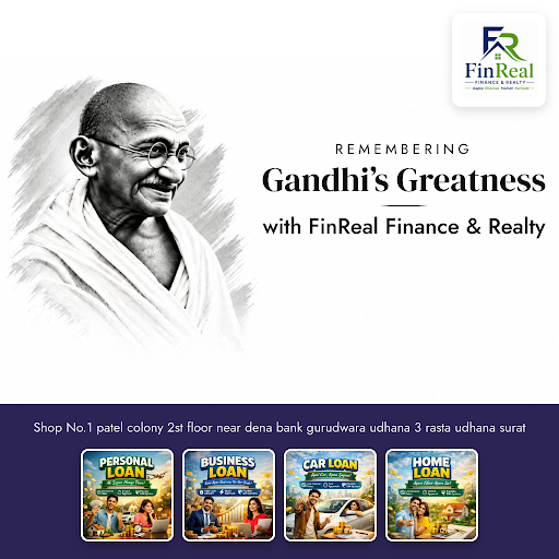Celebrate Gandhiji's legacy with FinReal Finance & Realty. Assistance with personal, small busine… post image