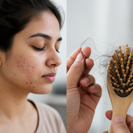 Feeling overwhelmed and noticing more pimples, dull skin or extra hair fall? Stress may be silent… post image