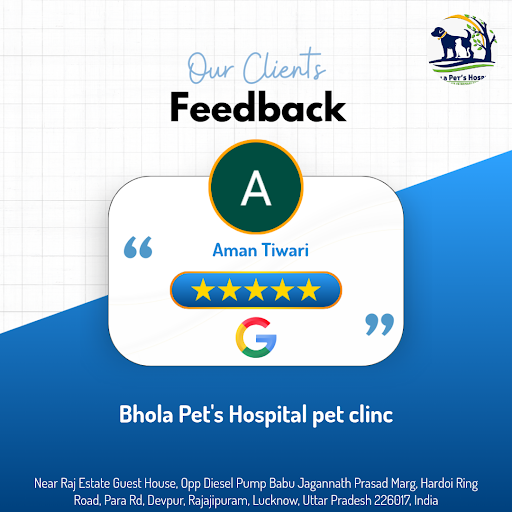 Aman Tiwari from Lucknow had an exceptional experience at Bhola Pet's Hospital pet clinic, the be… post image