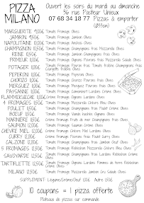 Menu Pizza Milano Page 1