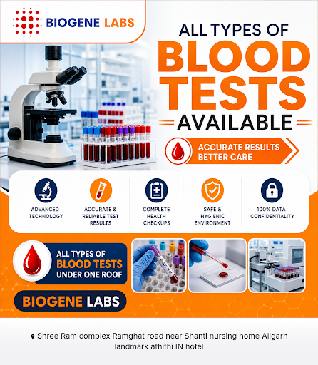 Get accurate blood test results at Biogene Labs Aligarh, a trusted diagnostic centre offering a w… post image