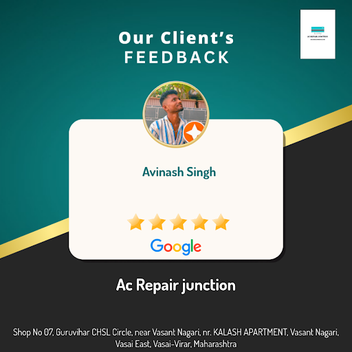 Avinash from Vasai-Virar raves about his exceptional experience at Ac Repair Junction! He was thr… post image