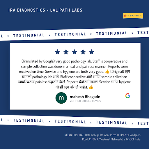 Mahesh Bhagade, a satisfied customer, raves about his experience at Ira Diagnostics - Lal Path La… post image