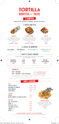 Menu Tortilla Real California Burritos & Tacos Carré Sénart Page 3