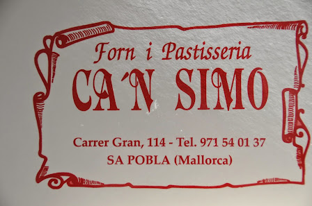 Forn Ca'n Simó Carrer Gran, 114, 07420 Sa Pobla, Balearic Islands, España