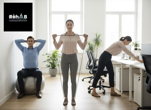 Spending long hours at your desk and feeling constant neck or back stiffness? At RehAAB Physiothe… post image