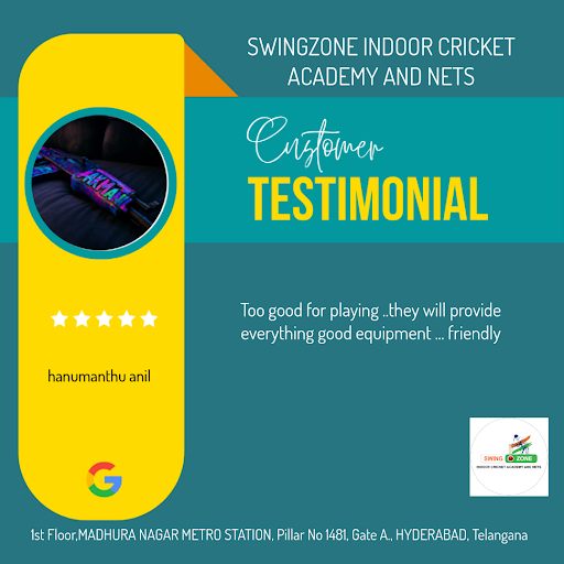 Hanumanthu raves about his incredible experience at SWINGZONE INDOOR CRICKET ACADEMY AND NETS in…