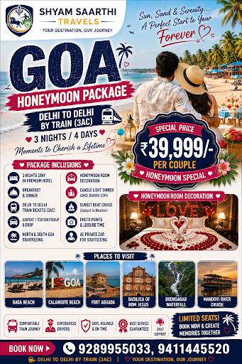 Goa honeymoon package from Delhi, Goa honeymoon package from Noida, Goa 3 nights 4 days package,… post image