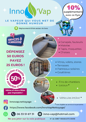 Photo de InnoVap - Entreprise de Nettoyage Sens - Canapé, Moquette, Vitres, Terrasse, Locaux à Malay-le-Grand (89100)