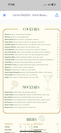 Menu Paris Beaubourg Page 4