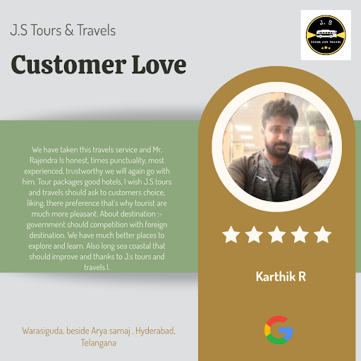 Karthik gives a 5-star rating to J.S Tours & Travels in Hyderabad! He loved the seamless pickup a… post image