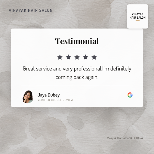 Jaya Dubey from Vadodara raves about her exceptional experience at Vinayak Hair salon! She loved… post image