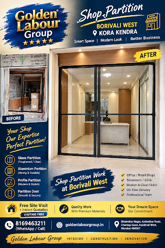 Shop Partition Work at Borivali West, Kora Kendra | Golden Labour Group post image