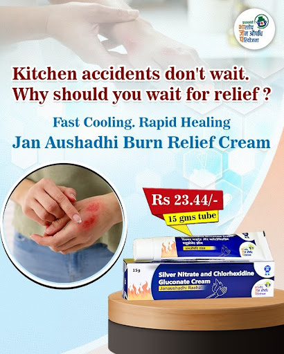 जन औषधि बर्न रिलीफ क्रीम (सिल्वर नाइट्रेट और क्लोरहेक्सिडीन ग्लुकोनेट) एक विशेष फॉर्मूला है जो ते… post image