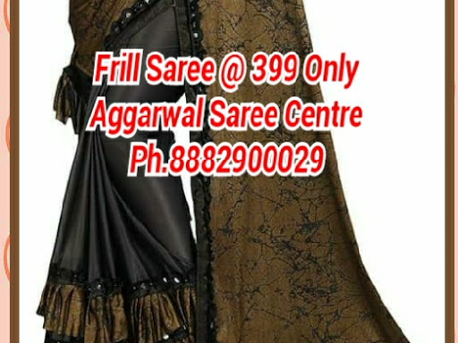 Laicra febric frilled saree available@399 only at Aggarwal saree centre. post image