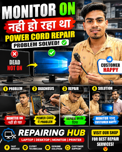⚡ Monitor ON nahi ho raha tha? Problem monitor me nahi, Power Cord me thi! 🔧 post image