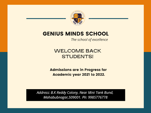 Admissions are in progress for the academic year 2021 to 2022. Good News from Genius Minds School… post image