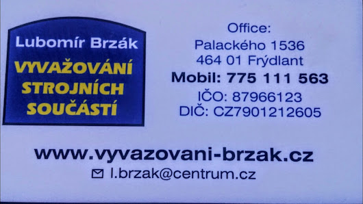 Dynamické Vyvažování Strojních Součástí Lubomír Brzák Palackého 1536, 464 01 Frýdlant v Čechách, Tschechien