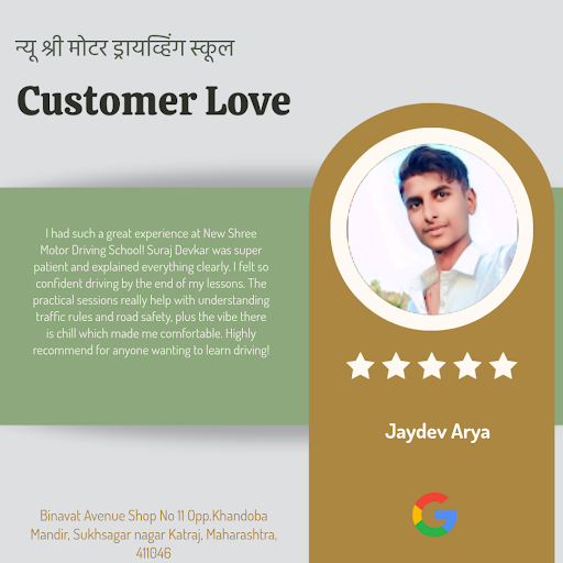 Jaydev Arya, a satisfied customer, shares his delightful experience at न्यू श्री मोटर ड्रायव्हिंग… post image