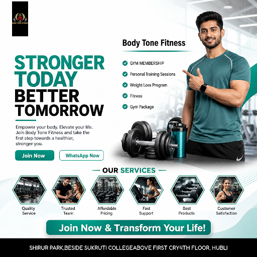 Join Body Tone Fitness in Hubli Karnataka for comprehensive gym memberships, personal training, w… post image