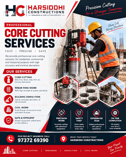 Looking for professional Core Cutting Services in Ahmedabad? Harsiddhi Constructions provides pre… post image