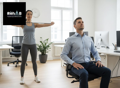 Spending long hours at your desk and feeling constant neck or back stiffness? At RehAAB Physiothe… post image