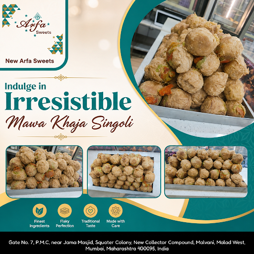 Discover the exquisite taste of Mawa Khaja Singoli at New Arfa Sweets, known for its rich flavors… post image