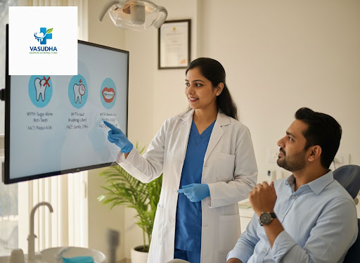 Think brushing hard cleans better? Or that you only visit a dentist when it hurts? At Vasudha Hos… post image