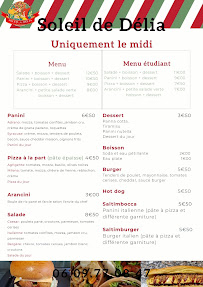 Menu Soleil de Délia Pizza Page 1