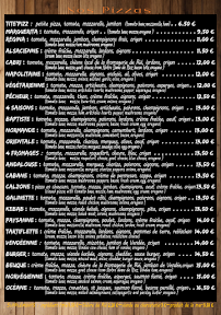 Menu La Cabane - Pizzas / Snack Page 2