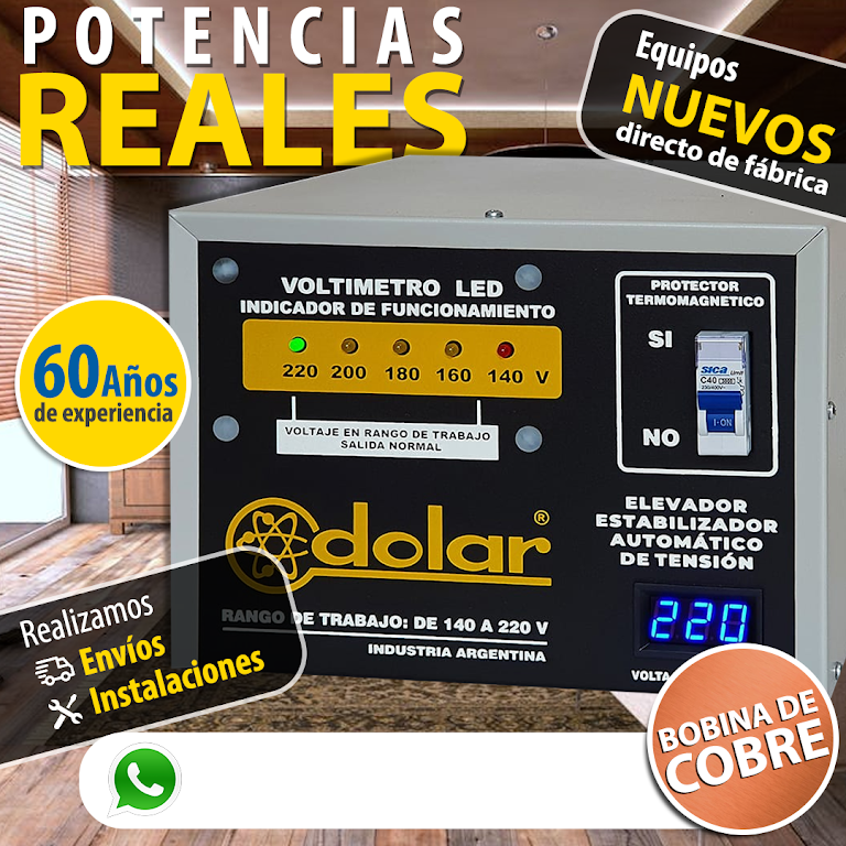 Elevadores De Tension Dolar Cargadores De Baterias Dolar - Elevador Tensión  Automático - Estabilizador Electro - Tec 12000 Watts 12KVA Kva Rango 140v  Especificaciones: Línea - Domiciliaria Modelo - 12000 VA Modelo