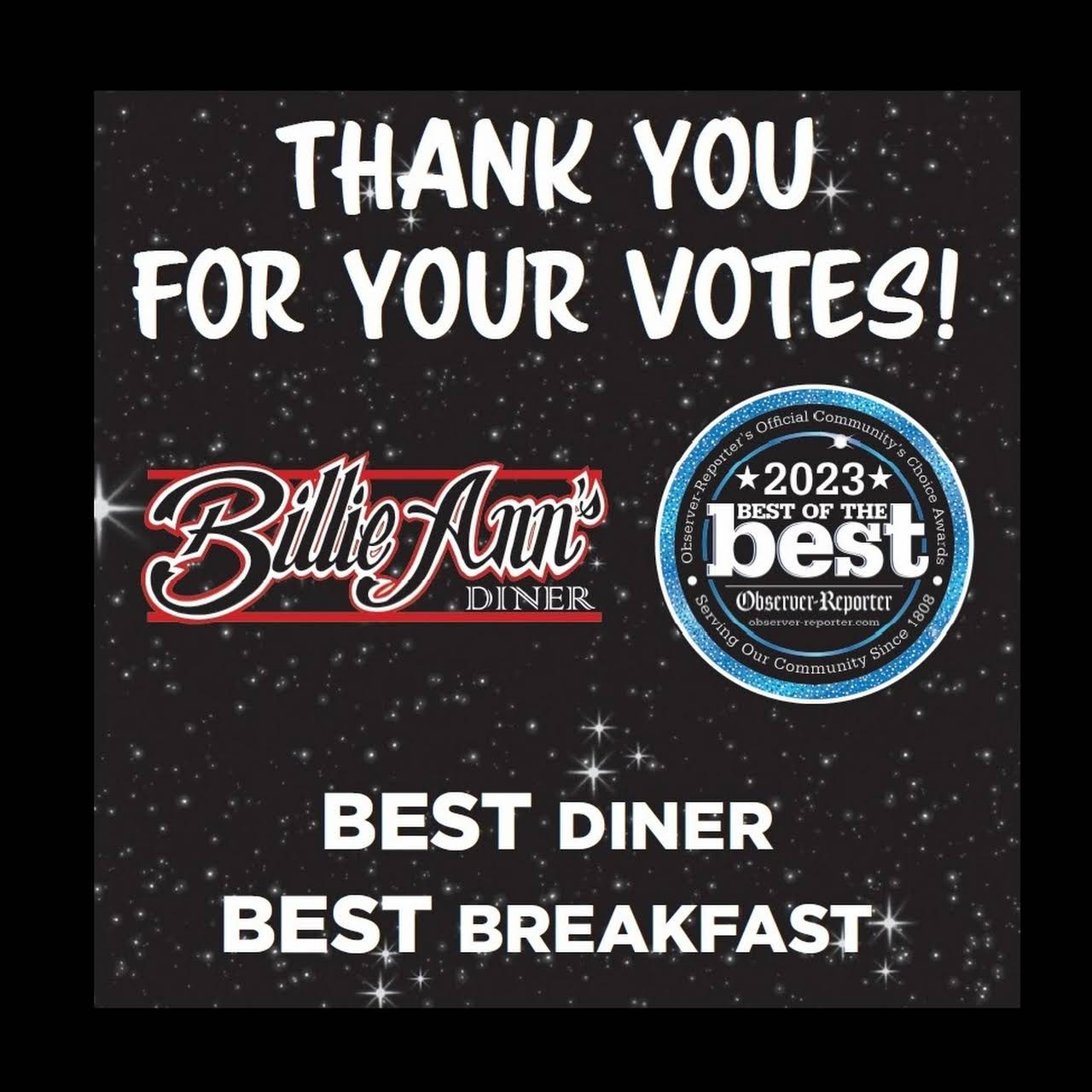Billie Ann's Diner Casual Family Owned Diner in Cecil Twp Serving