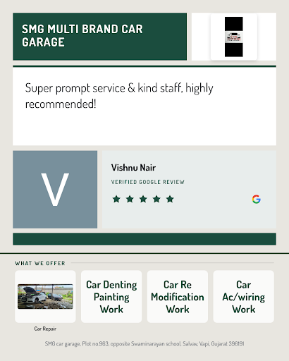 Vishnu Nair recently visited Smg Multi Brand Car Garage in Vapi and was thrilled with the excepti… post image