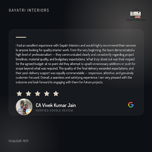 CA Vivek Kumar Jain, a satisfied customer, raves about his experience at Gayatri Interiors, the t… post image