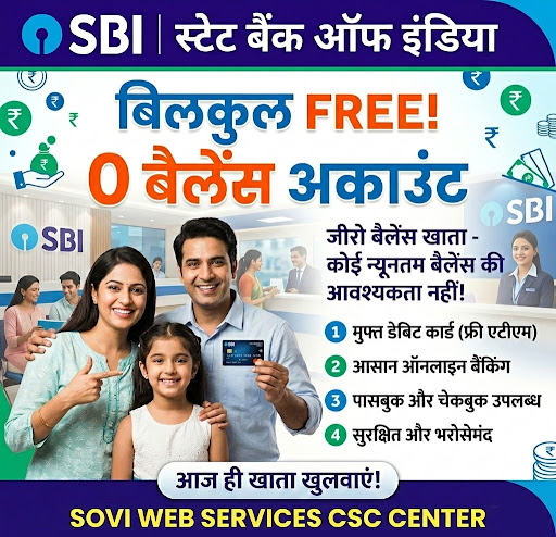 अब State Bank of India में 0 balance account opening की सुविधा उपलब्ध है। post image
