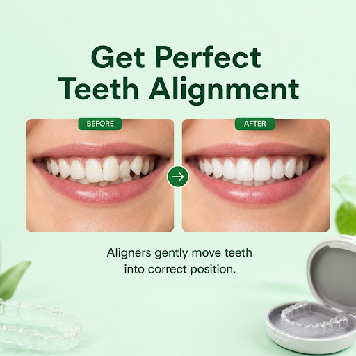 Aligners gently move teeth into their correct position over time. The process is gradual, comfort…