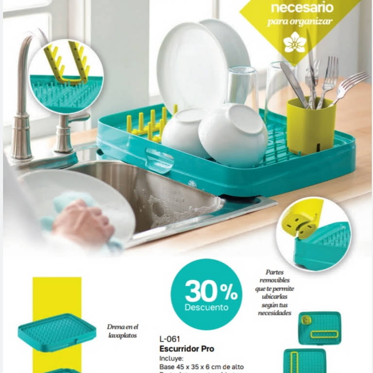 Farberware Compact Dish Rack with Frost Sink Brush, Teal