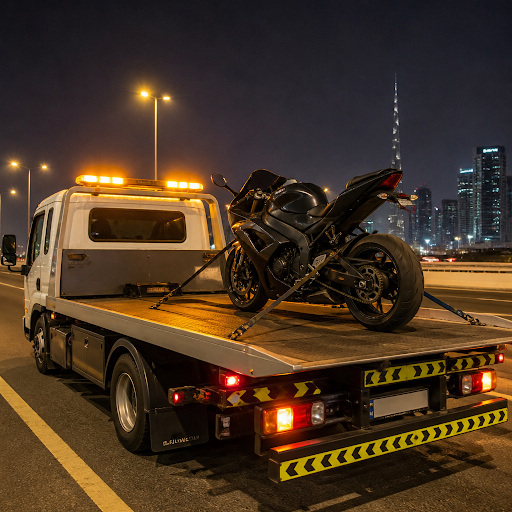 Day or night, stranded with a bike in Dubai traffic is stressful. Wadi car towing service in Al J… post image