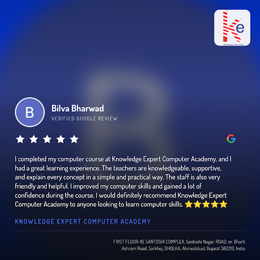 Bilva Bharwad's exceptional experience at Knowledge Expert Computer Academy in Ahmedabad! She lov… post image