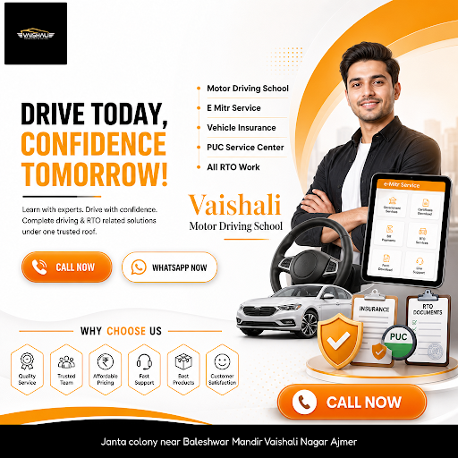 Vaishali Motor Driving School offers comprehensive driving lessons, vehicle insurance, PUC servic… post image