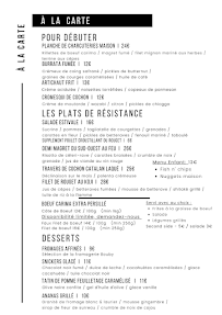 Menu Braise, Cave & Table Page 1