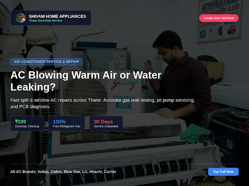 Shivam Home Appliance Service delivers expert doorstep AC servicing within 60 minutes across Thane. post image